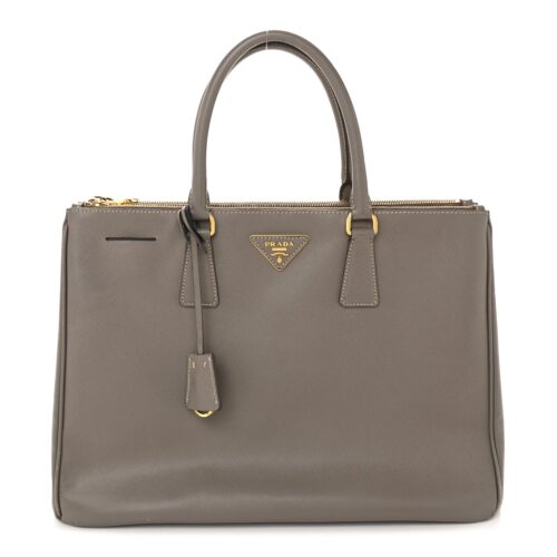 Prada Grey Saffiano Double Zip