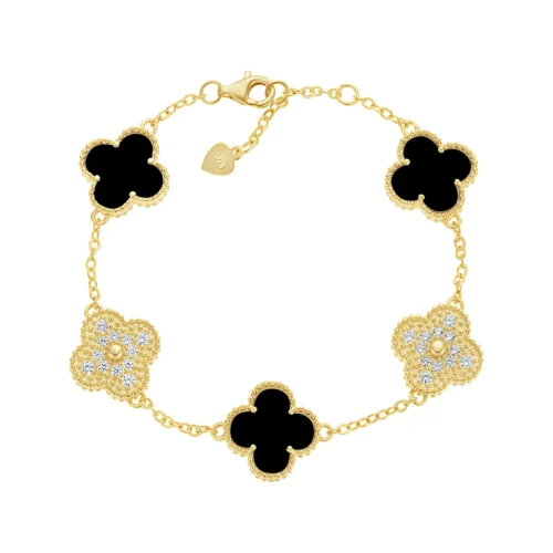 Black & Gold Clover Bracelet