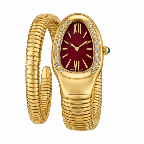 Serpentine Diamond Red Dial Watch