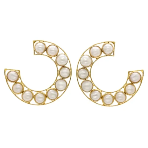 Chanel hoop Pearl Earrings