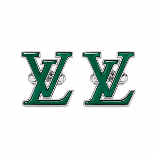 Green LV Monogram Stud Earrings