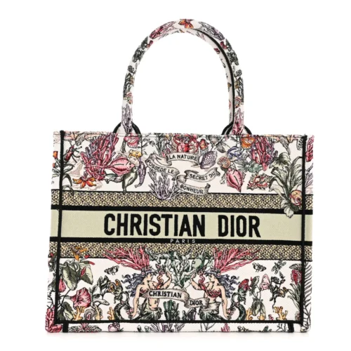 Dior Canvas Book Tote White Multicolor
