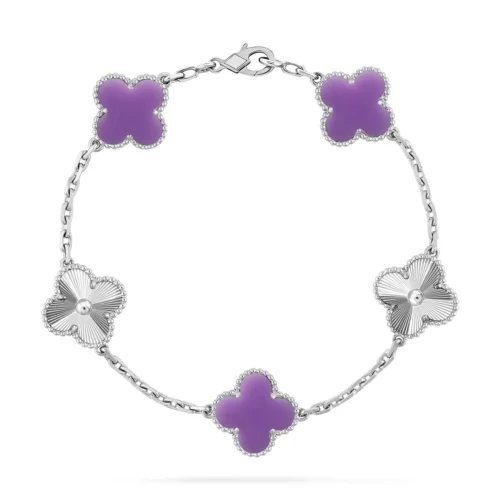 White Gold Clover Motif Bracelet